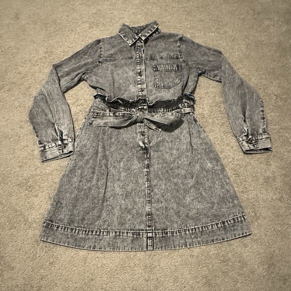 Who What Wear Small Dress 100% Cotton Denim Long Sleeve Stone Wash Black NWT - Picture 2 of 11
